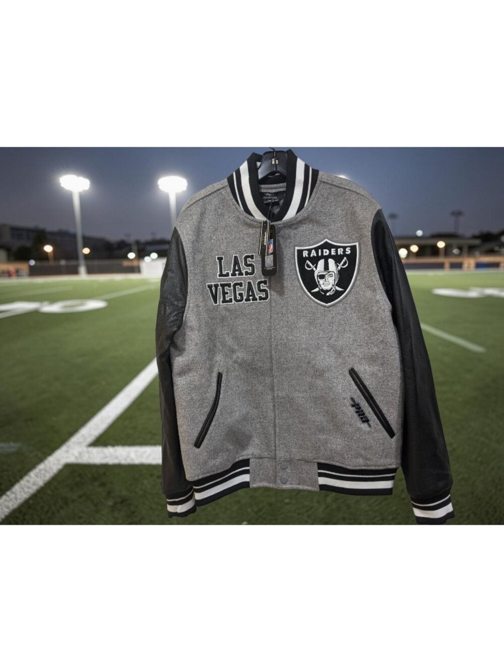 Pro Standard Las Vegas Raiders Varsity Gray and Black Jacket  Size L NEW W TAGS